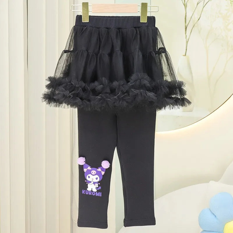 Kuromi Melody Anime Girl Leggings Sanrio Spring Autumn New Kawaii Cartoon Kid Outer Mesh Skirt Skin Friendly Comfort Casual Soft