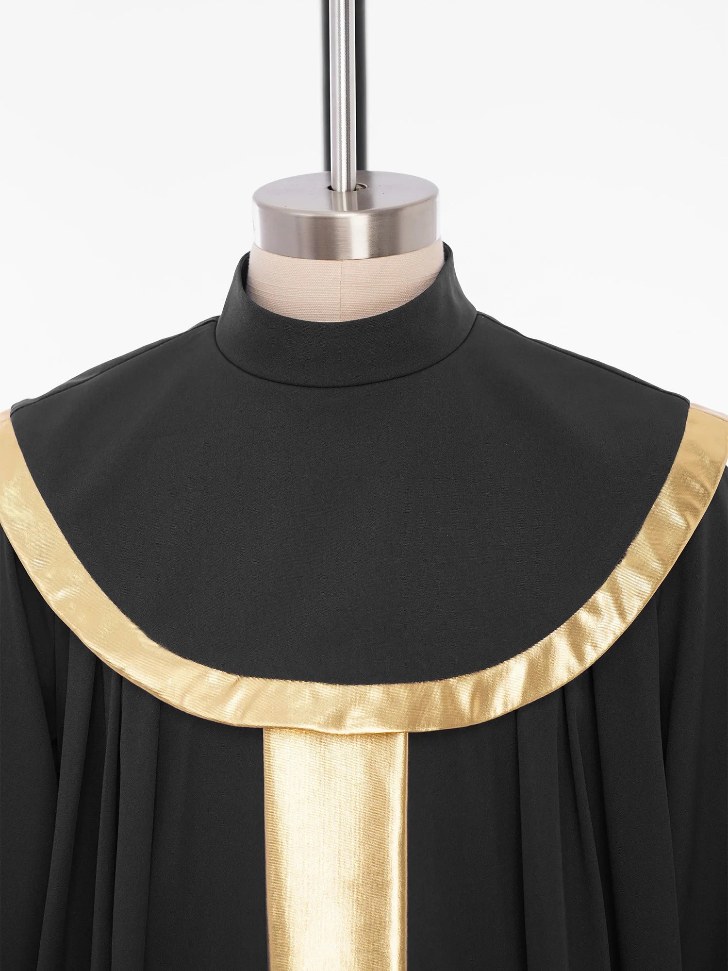 Boys Girls Choir Robe Liturgical Worship Praise Dance Costume Long Sleeve Metallic Color Block Patchwork Pleated Dress Grown