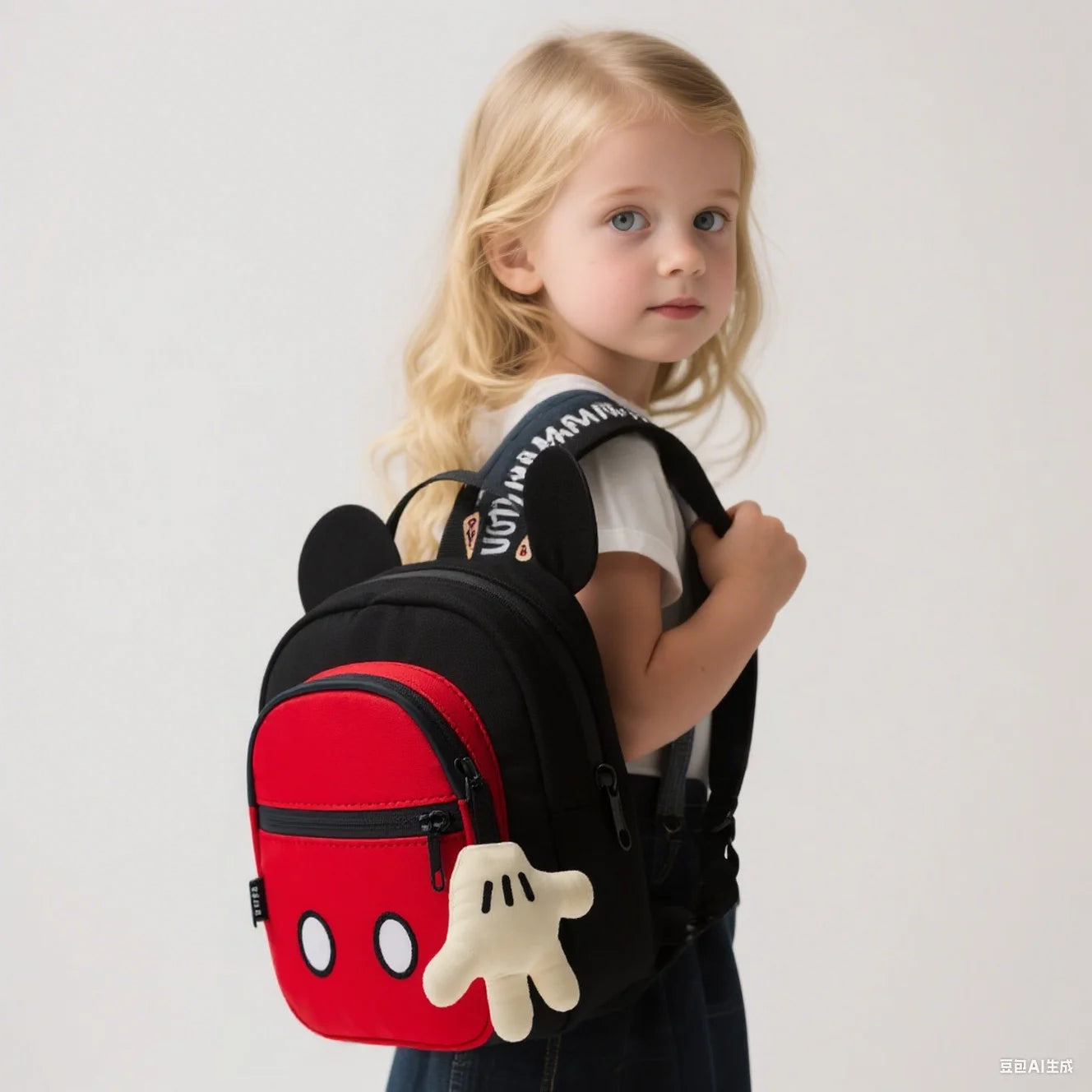 Mickey Backpack Three Layer Disney Schoolbag Lightweight Cute Children's Backpack With A Pendant