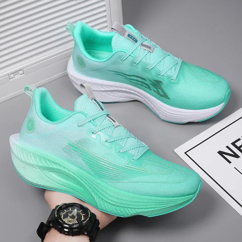 Unisex Breathable Mesh Running Shoes Lightweight Shock Absorption Carbon Plate Casual Versatile Sports Sneakers for Couples