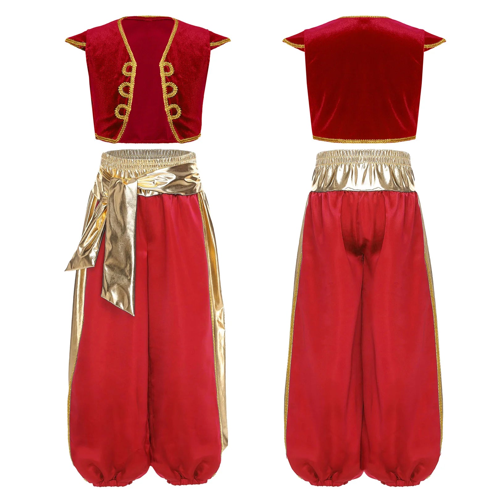Boys Arabian Prince Costume Mythical Fairy Tale Set Performance Halloween Theme Party Outfit Fancy Dress Vests Bloomers