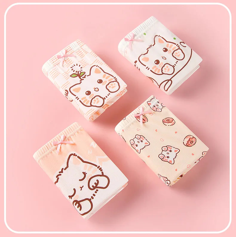 4pcs Cotton Girls Soft Panties Baby Lovely Character Pattern Cartoon Panty Students Boxer Briefs Kids Underwears Children Boxers