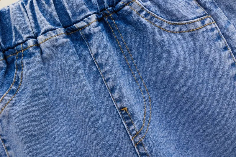 Girls' Jeans Spring and Autumn New Casual 3-12 Year Old Children's Loose Flare Pants Lace Pearl Girls' Denim Pants