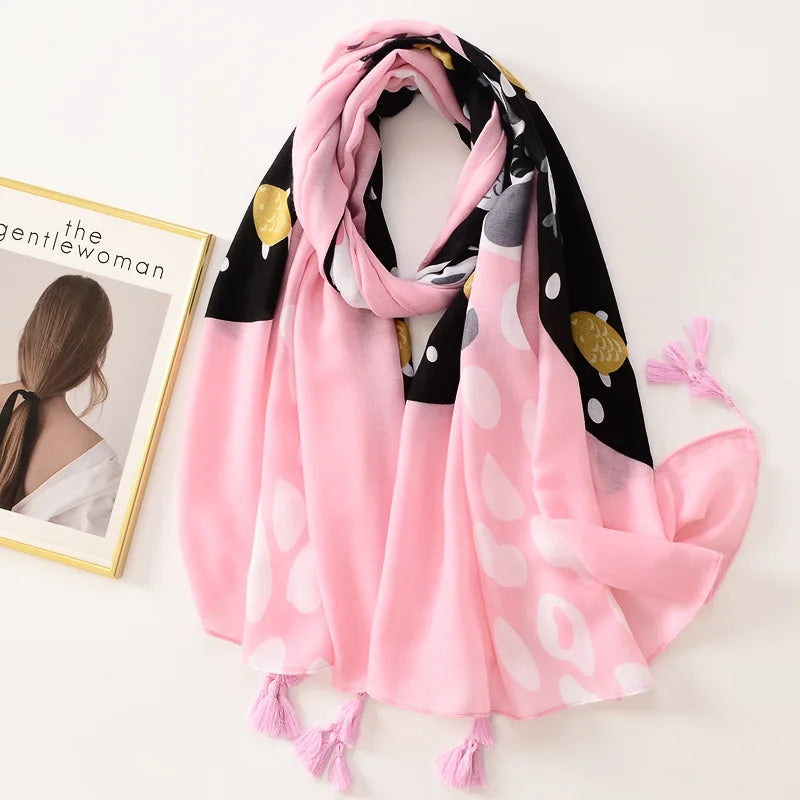 Floral Brand Scarf Luxury Designers New Style Women Elegant Scarves Hug Shawls Pink Purple Scarf Bandana Fashion Design Shawls