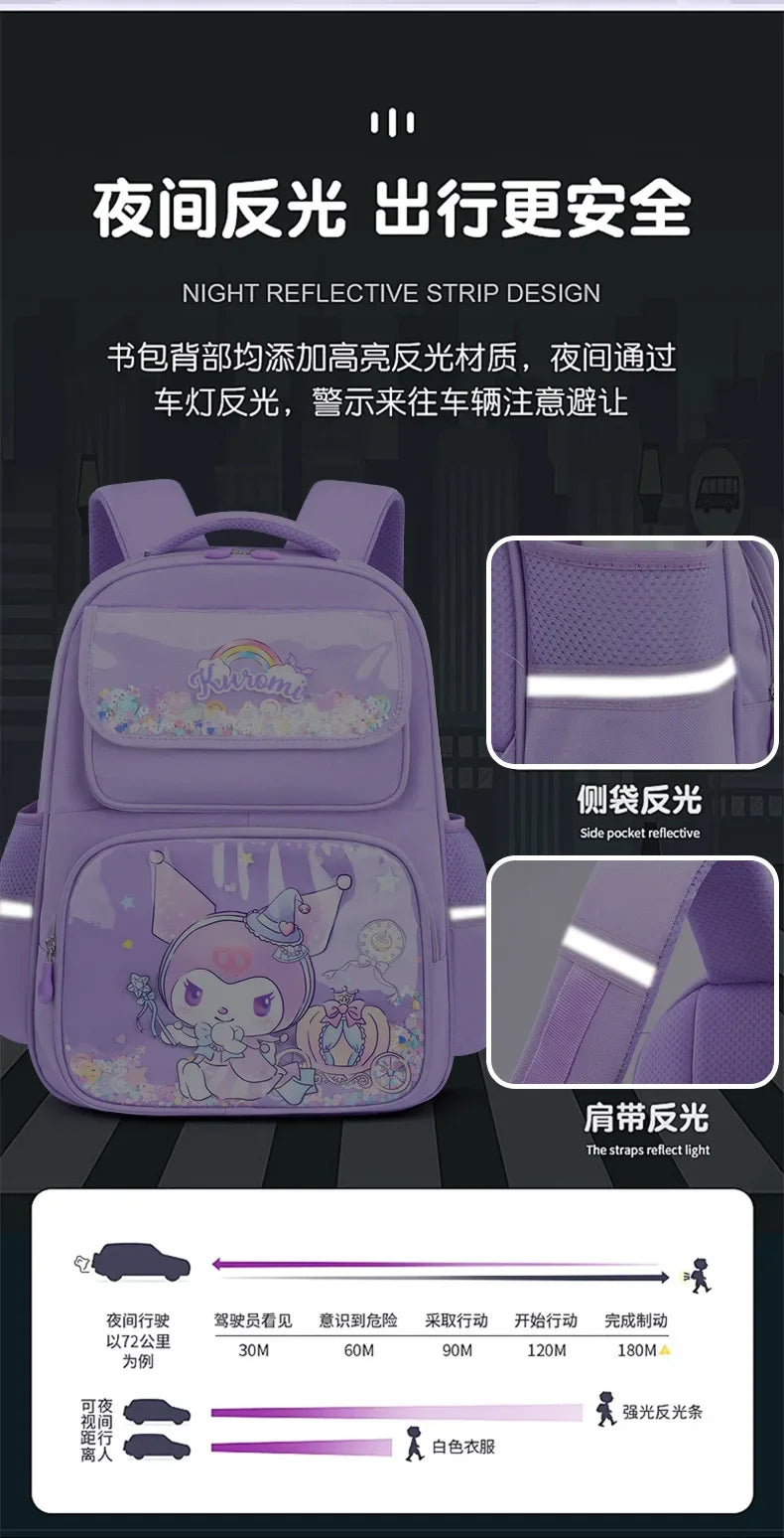 Pupil Schoolbag Backpack Lightweight Student Large Capacity Children's Cartoon Bags Cinnamoroll Sanrio Kuromi My Melody Child