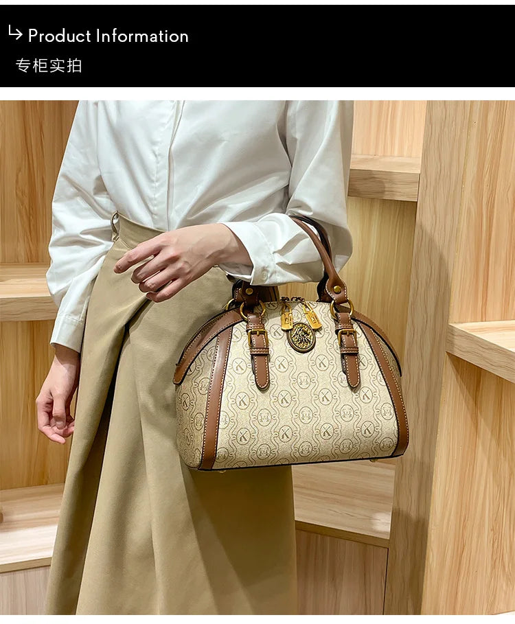 Women's handbag, fashionable and luxurious brand handbag, new 2025 high-end leather shoulder bag, designer retro crossbody bag