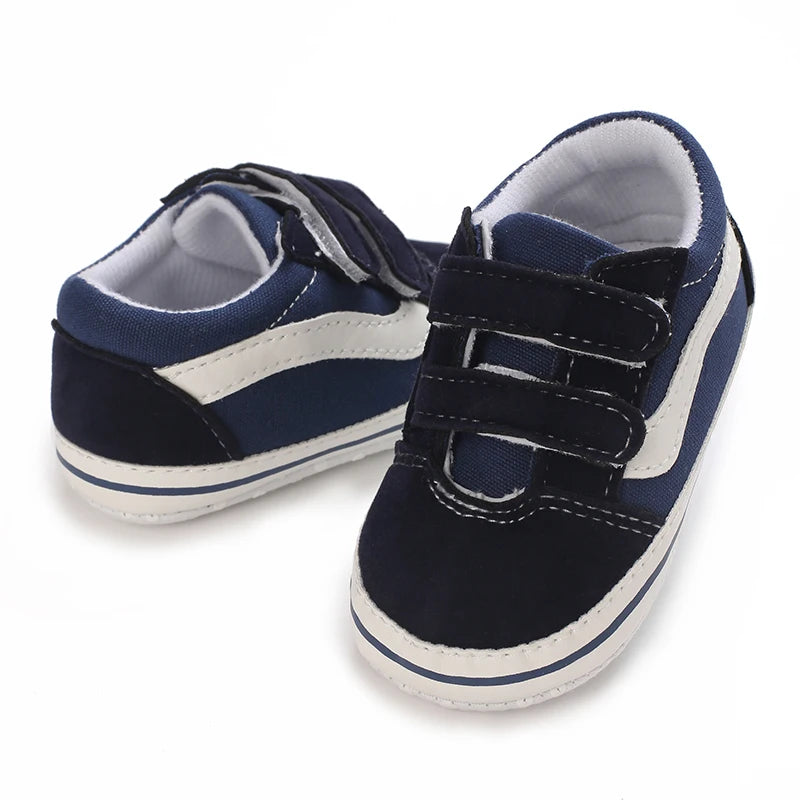 Fashion Spring and Autumn 0-1 Year Old Baby Shoes Boys and Girls Checkered Print Canvas soft sole newborn's first step in learni