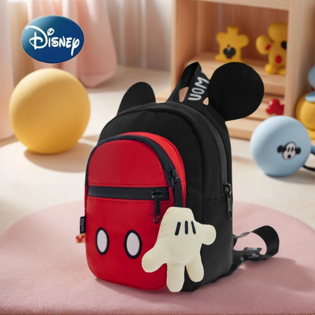 Mickey Backpack Three Layer Disney Schoolbag Lightweight Cute Children's Backpack With A Pendant