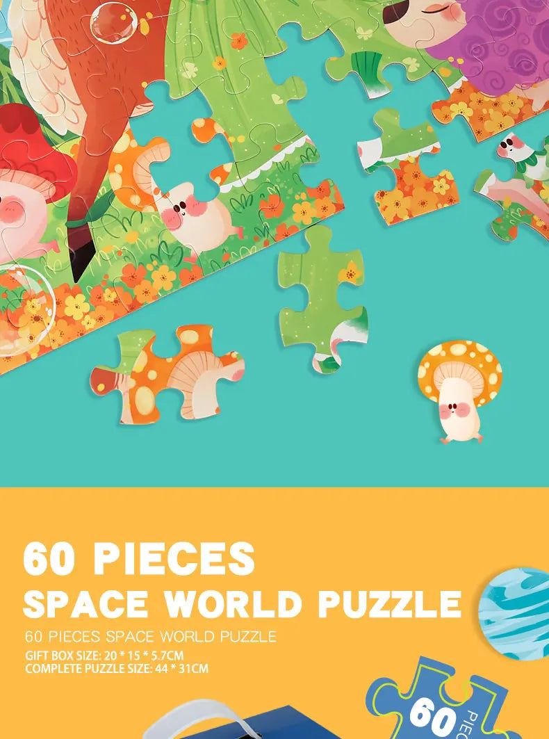60-piece paper Custom Montessori Kids cartoon puzzle puzzle creative toy puzzle set for kids boys and girls