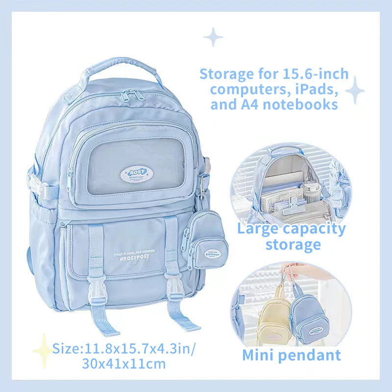 Cream Style Backpack for High School Girls with High Looks and Large Capacity Backpack Computer Bag