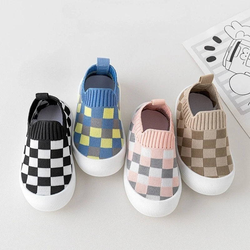 2025 New Arrival Slip-on Toddler Shoes Classic Plaid Baby First Walkers Boys Girls Spring Autumn Non-Slip Sneakers Sport Shoes