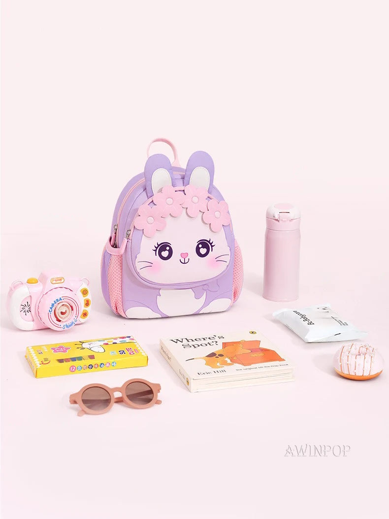 Toddler Backpack for Girls 3-5 Years Old Cartoon Pink Rabbit School Bags Kindergarten Kids Kawaii Bag Mochila Infantil Escolar