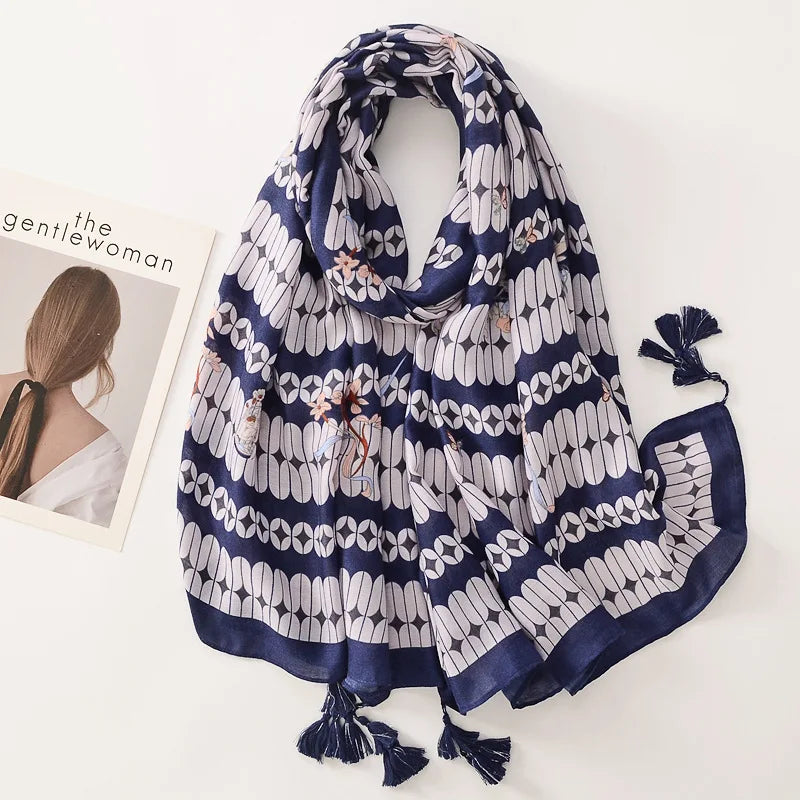 Floral Brand Scarf Luxury Designers New Style Women Elegant Scarves Hug Shawls Pink Purple Scarf Bandana Fashion Design Shawls