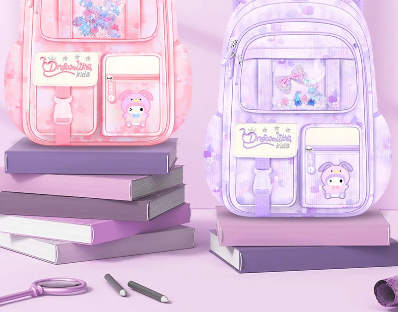 My Melody Kuromi Sanrios Backpack Student Bag Girl Cartoon Kawaii Anime Breathable Super Light Large Capacity Child School Bag