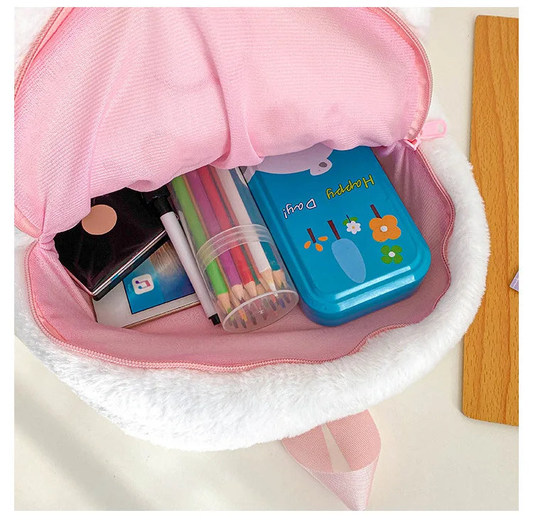 Cute Niche Backpack Girl School Student Sweet Girl Schoolbag Plush Puppy Cat Children's Backpack
