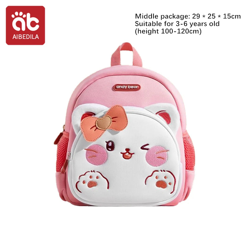 AIBEDILA Children Cute Cartoon 3D Dinosaur School Bags Anti-lost Boys Backpacks Girls Toddler Rucksack Kindergarten Schoolbag