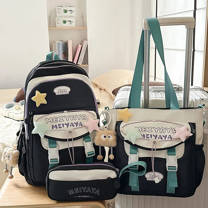 School Bags For Girls Japanese Style Kawaii For Large New Nylon Shoulder Bag Backpack School Set For Kinder Girl Kids Schoolbags