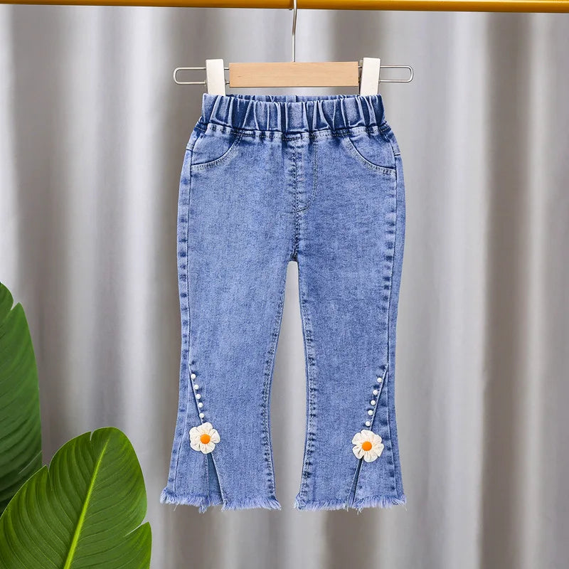 Girls Jeans 2023 New Summer Clothes Korean Loose Children's Denim Trousers Little Kids Casual Pants 1 2 3 4 5 Years
