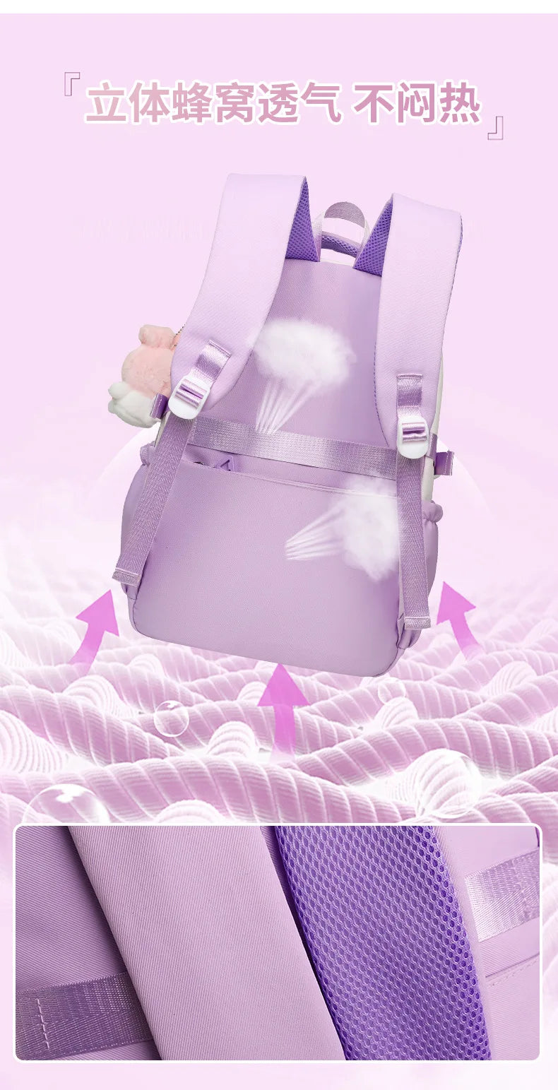 Cinnamoroll Backpack Badges Plush Pendant Casual Cute Cartoon Shoulder Bag Adjustable Shoulder Strap Ultralight Gear