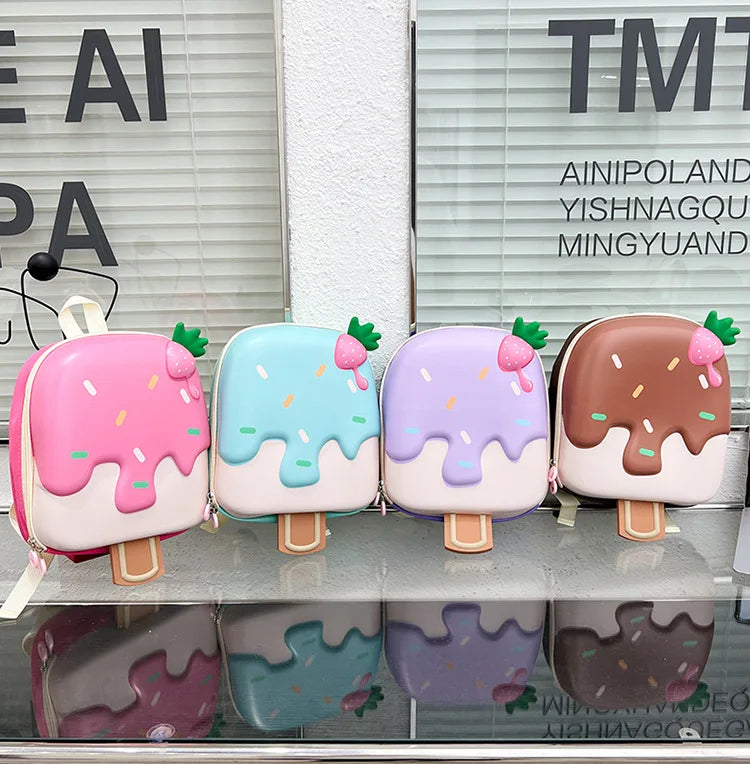 Ice Cream Children's Backpack Fashion Princess Schoolbag Kindergarten Baby Shoulders Bag 3D Cute Bookbag Kids Birthday Gifts
