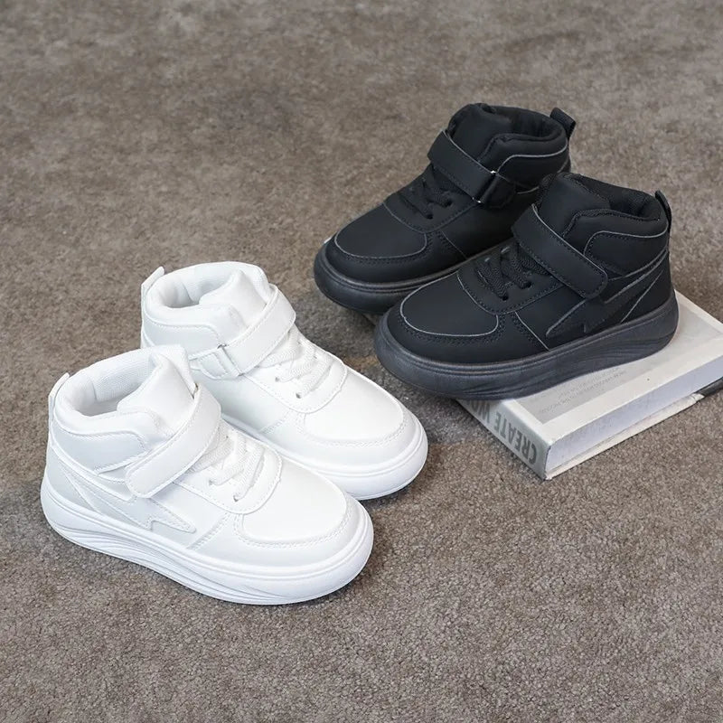Children's Sneakers Autumn Winter Boys Sport Shoes Girls Warm Cotton Lined Casual Shoes White Student Shoes Teen Running Flats