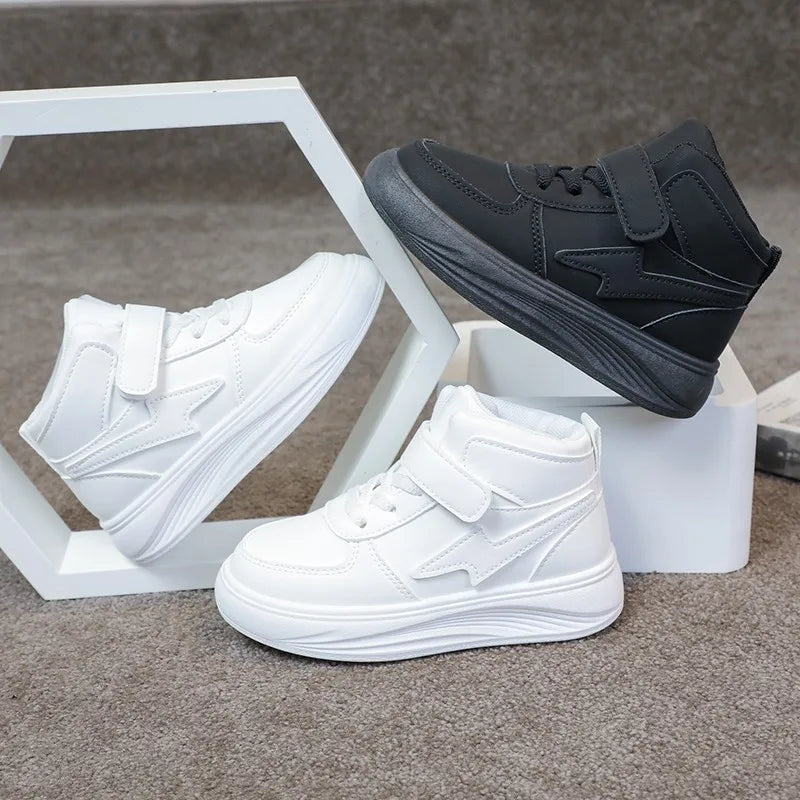 Children's Sneakers Autumn Winter Boys Sport Shoes Girls Warm Cotton Lined Casual Shoes White Student Shoes Teen Running Flats