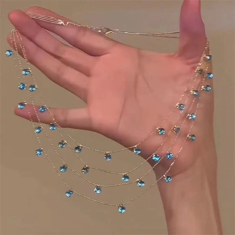 Luxury Multi-layered Zircon  Layer Necklace For Women Gentle Temperament Clavicle Chain Simple Jewelry