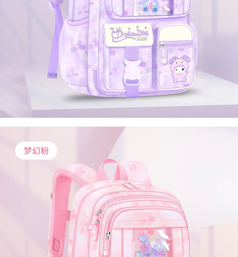My Melody Kuromi Sanrios Backpack Student Bag Girl Cartoon Kawaii Anime Breathable Super Light Large Capacity Child School Bag
