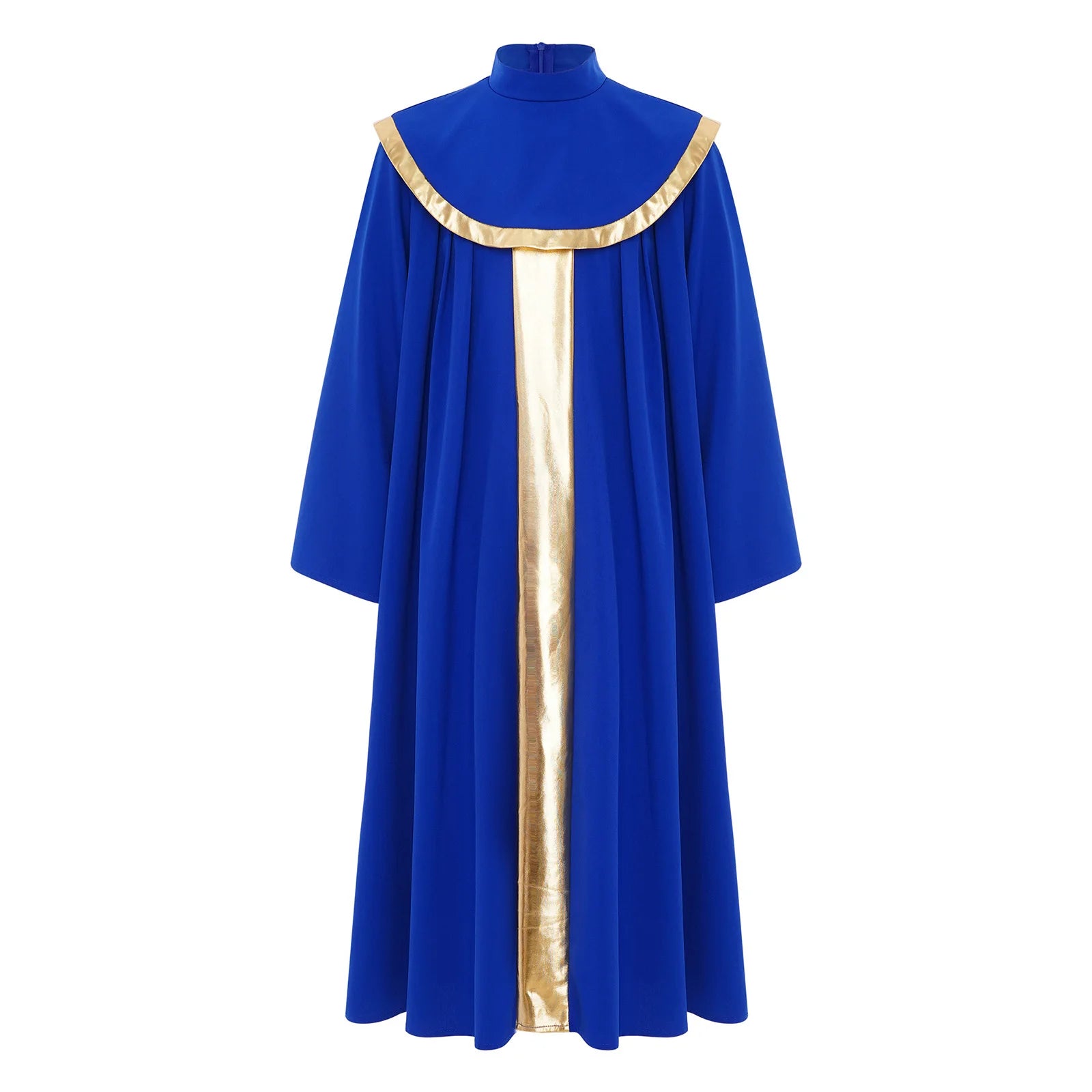 Kids Boys Girls Choir Robe Dress Worship Praise Dance Costume Long Sleeve Metallic Color Block Patchwork Pleated Ceremony Grown