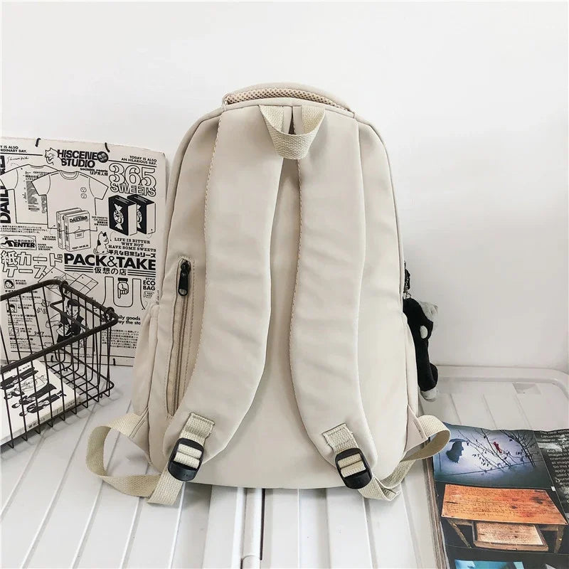Solid Color Backpack Women Multi-pocket College Book Bag Casual Laptop Backpacks Men Schoolbag For Teenage School Bags For Girls