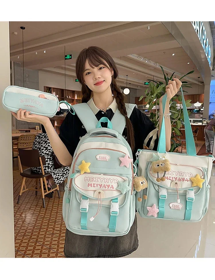 School Bags For Girls Japanese Style Kawaii For Large New Nylon Shoulder Bag Backpack School Set For Kinder Girl Kids Schoolbags