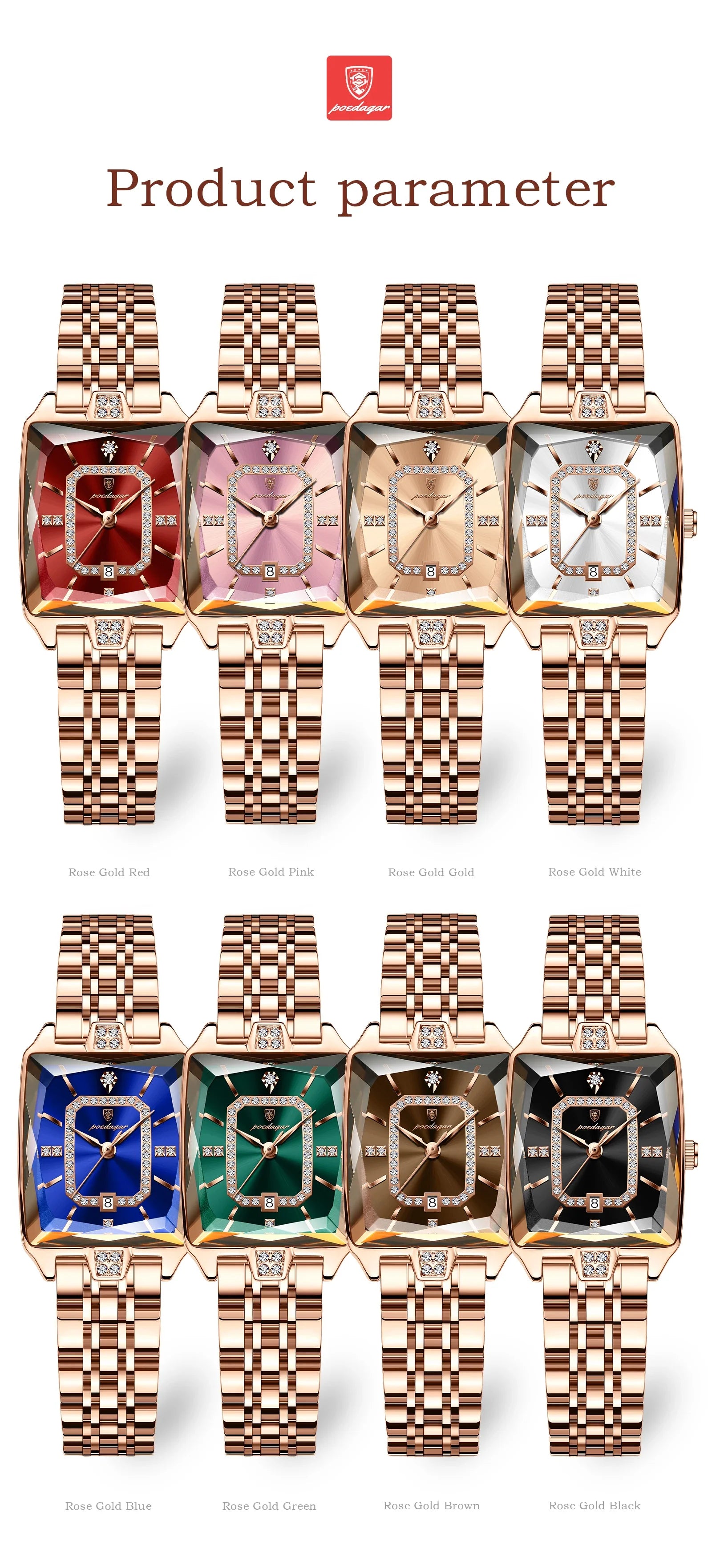 POEDAGAR Luxury Watch For Woman Waterproof Calendar High Quality Ladies Watch Stainless Steel Quartz Women's Watches Elegant+Box