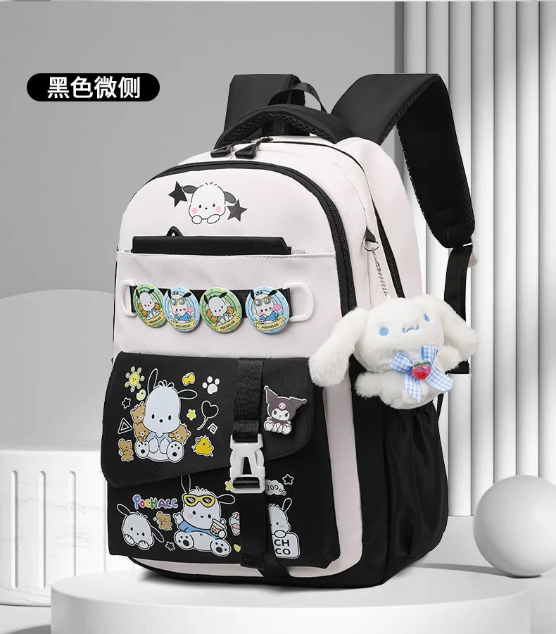 Cinnamoroll Backpack Badges Plush Pendant Casual Cute Cartoon Shoulder Bag Adjustable Shoulder Strap Ultralight Gear