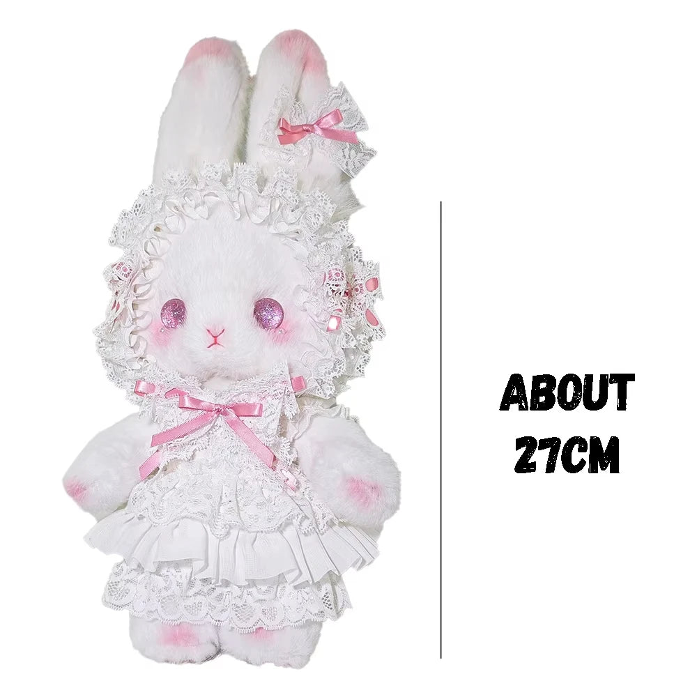 Kawaii Lolita Rabbit Shoulder Bag Cute Plush Crossbody Bag Y2K Girl Accessories Dolls Toys Pearl Chain Strap Makeup Bag