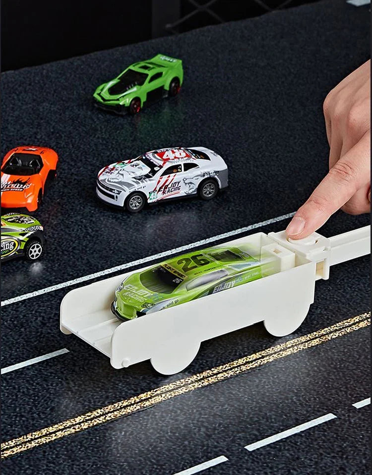 Ejector container truck engineering car with 6 alloy car children's toy pull-back car toy Christmas Thanksgiving gift