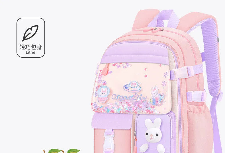 Cute Student Backpack 3pcs/set Primary Schoolbag Rabbits and quicksand Kawaii Student Backpack Teenage Girls Handbag Rucksack