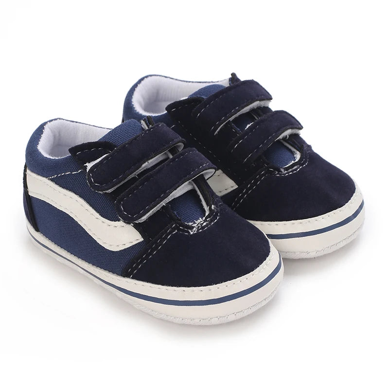 Fashion Spring and Autumn 0-1 Year Old Baby Shoes Boys and Girls Checkered Print Canvas soft sole newborn's first step in learni