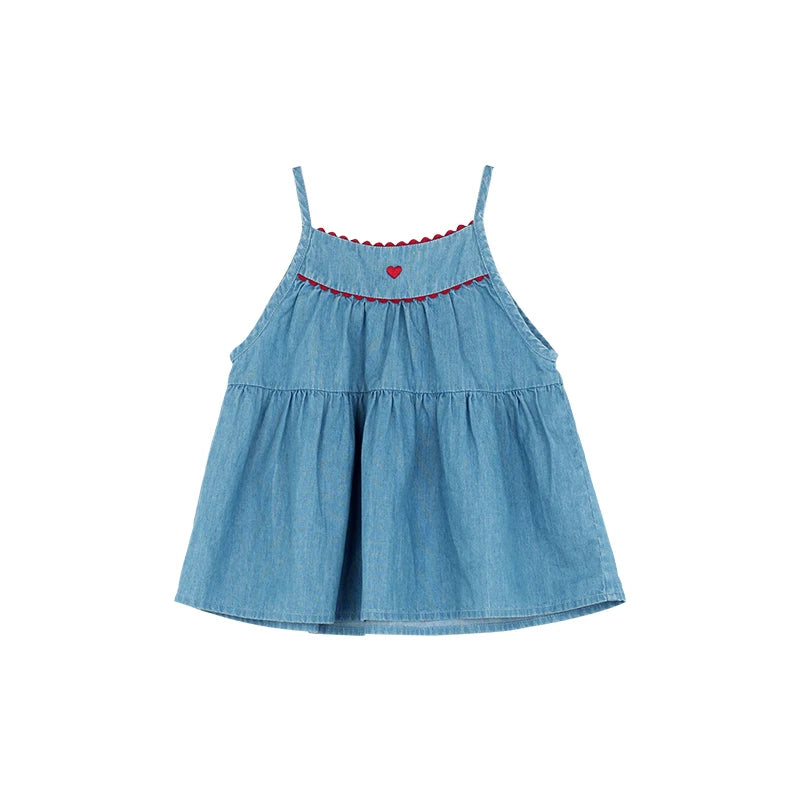 Summer Girls Denim Dress Fashion Girls Beach Holiday Long Dresses Baby Girl Casual Clothes