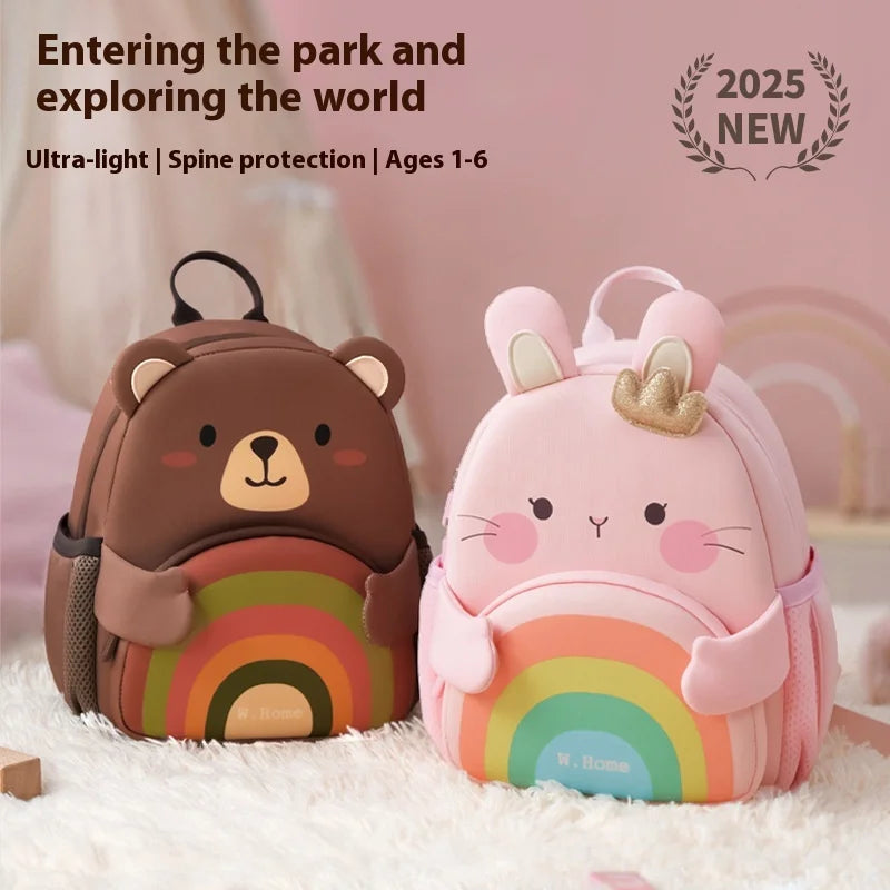 2025 New Arrival Cute Bear & Bunny Kids Backpack - Lightweight School Bag for Preschool Boys Girls, Adorable Toddler Travel Bag