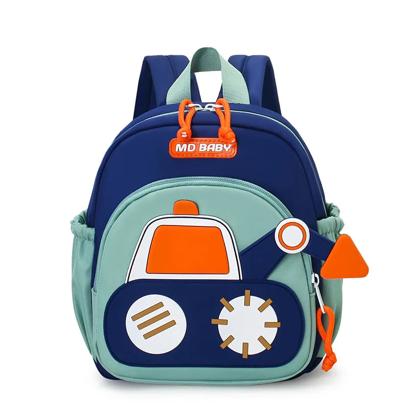 New Trendy Lightweight Nylon Kids Backpack Fashionable Excavator Design Casual Boys and Girl School Age School Bag Birthday Gift