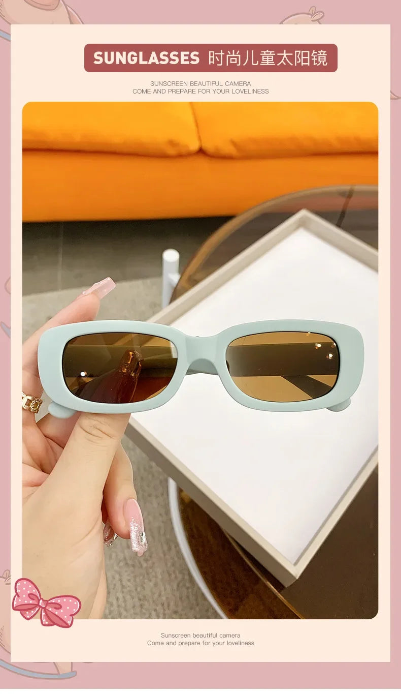New Trend Children's Fashion Sunglasses Travel Summer Beach Outdoor UV400 Shades Retro Baby Girl Boy Small Rectangular Eyewear