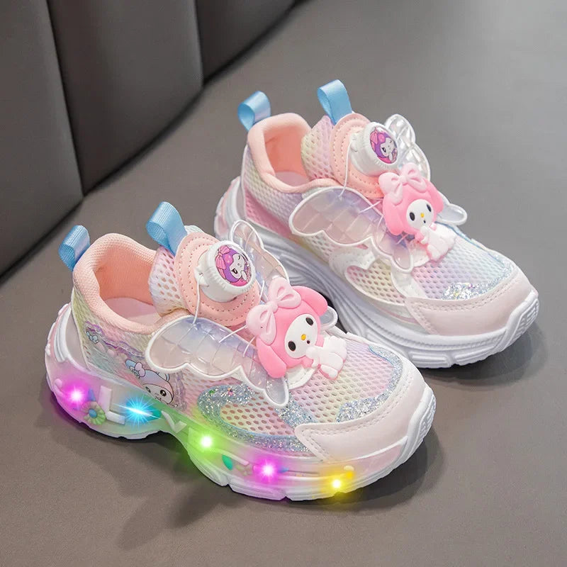 summer/fall twirl button lighted casual shoes Sanrio hello kitty girl sneakers kuromi spring new lighted running shoes