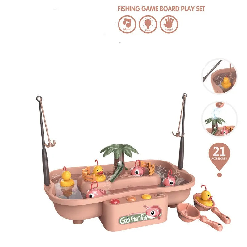 Electric Fishing Toys With Music Lights Water Play Game Music Electric Circulation Fishing Duck Games for Kids