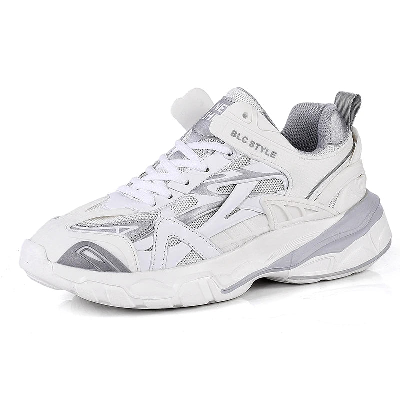 VIPOL Men's fashionable and versatile casual sports shoes, couple white sneakers, thick-soled height-increasing trendy shoes