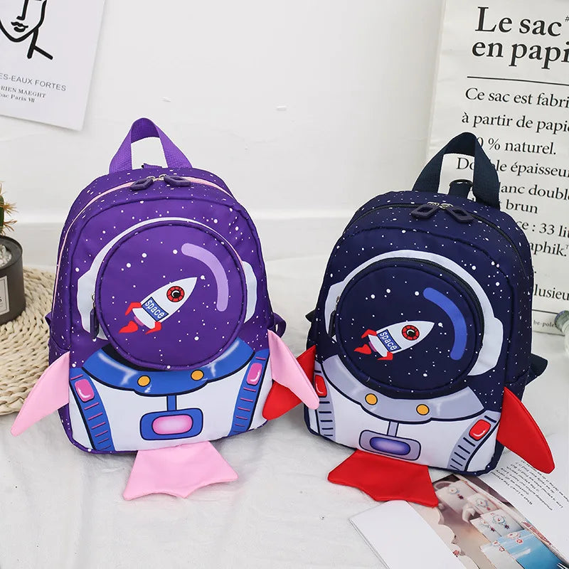 Kids Space Rocket Children's Backpack Traction Rope Anti-lost Lightweight Kindergarten Schoolbag Early Education Bag