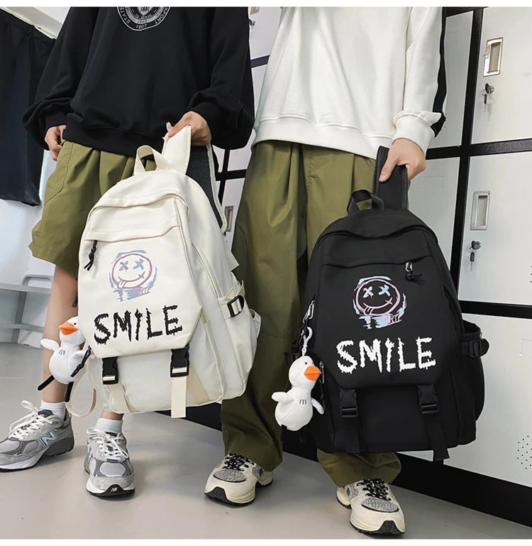 Fashion Cute Cartoon Pattern Waterproof Student School Bag, Casual Large Capacity Nylon Zipper Backpack Woman and Man, Unisex