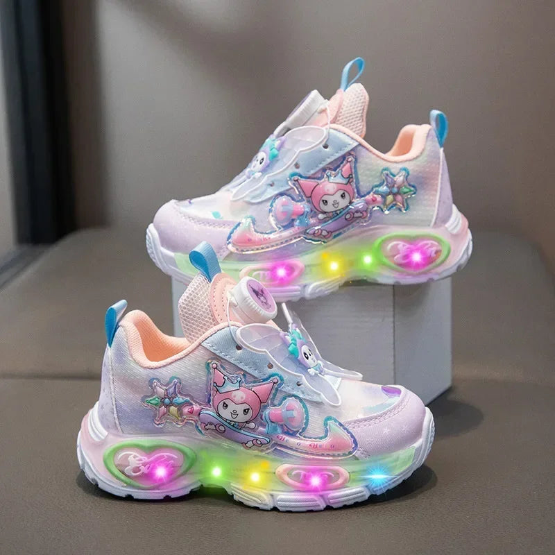 Sanrio Melody  Kids Running Shoes Spring Summer Swivel Button Casual Shoes hello kitty Girl Mesh Breathable Sneakers