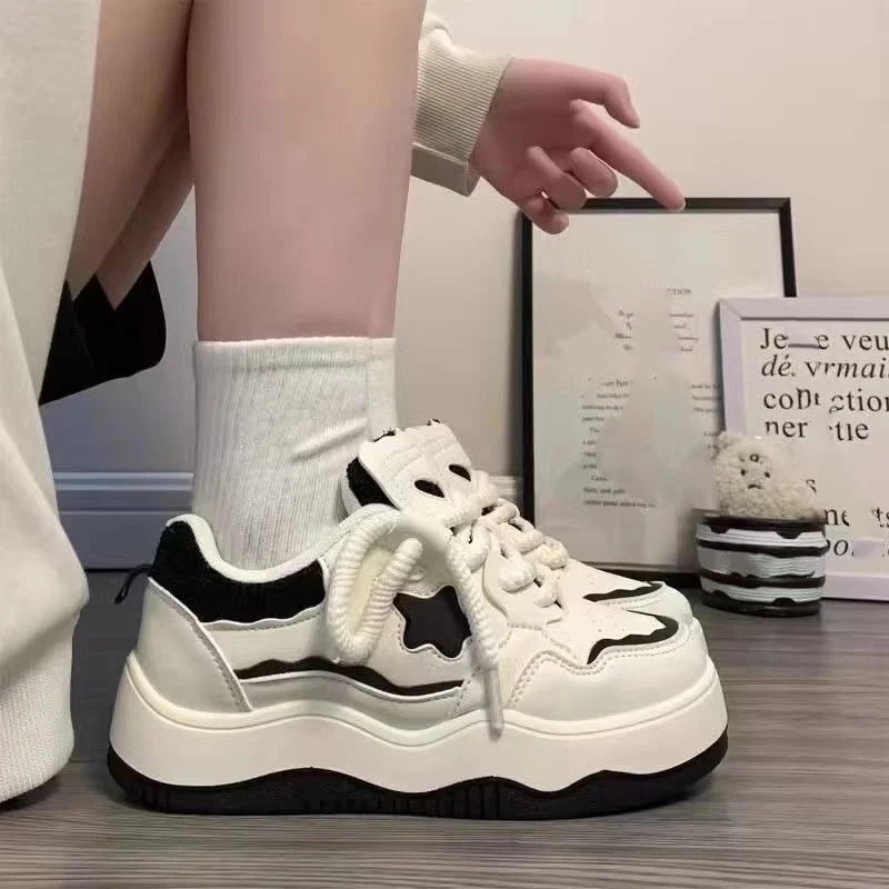 Thick-soled Fashionable White Shoes Spring and Autumn New Versatile Casual Sneakers Comfortable Thick-soled Sneakers for Women