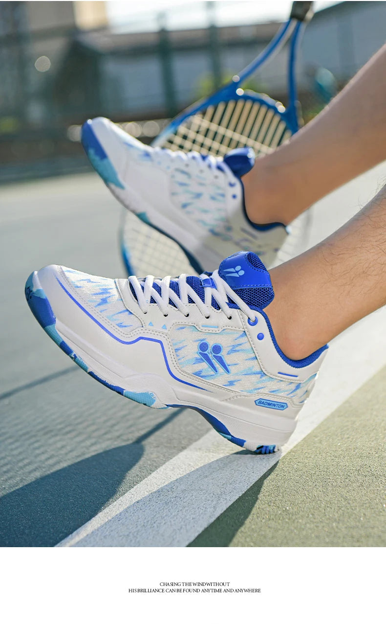 Men and Women Blue Athletic Shoes with Anti-Slip Sole for Indoor and Outdoor Sports High-quality Badminton Trainers for Student