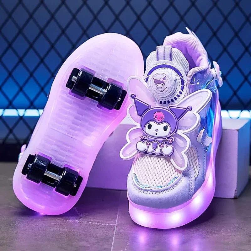 Kulomie Runaway Shoes Girls 2025 New Autumn and Winter Children's Sports Skateboard Shoes with Wheels Retractable